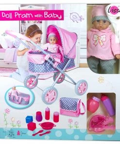Lissi Doll Pram With 35cm Baby, Beauty Bag And Accessories