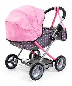 Bayer Cosy Doll Pram - Grey With Pink Spots & Pink Hood -Sylvanian Families-shop 21006223 4 85407.1628483433