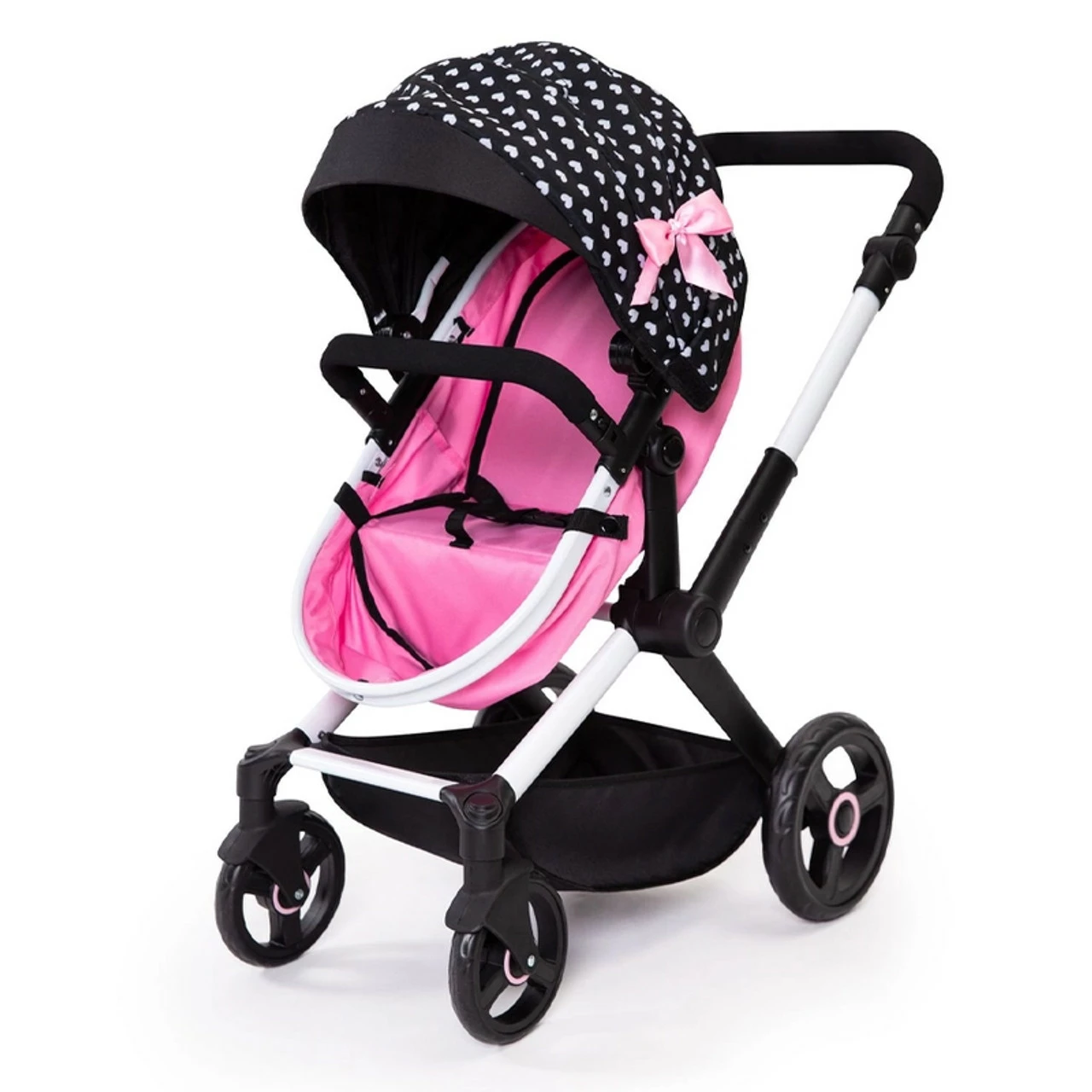 Bayer Xeo Compact Pram With White Hearts & Pink Bow