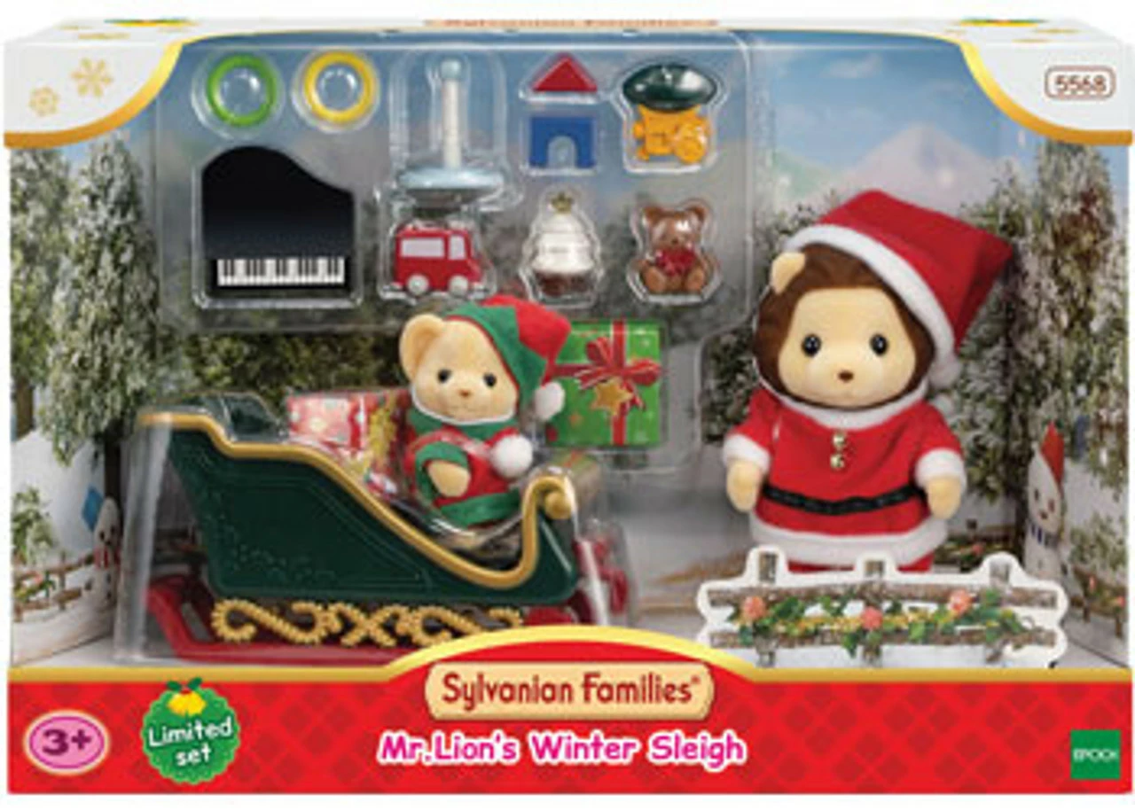Sylvanian Families Mr Lion's Winter Sleigh With Santa & Baby Lion - Image 4